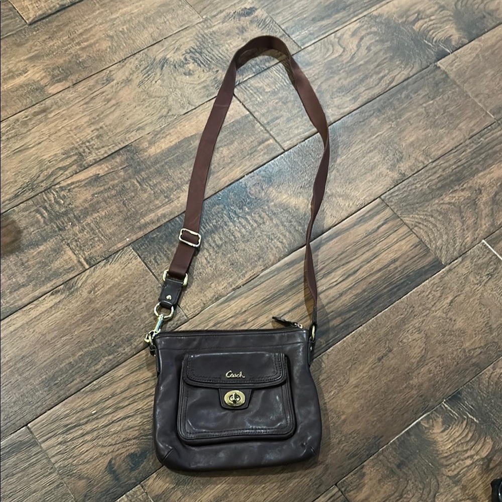 Coach “Penelope” Brown Leather Crossbody Bag